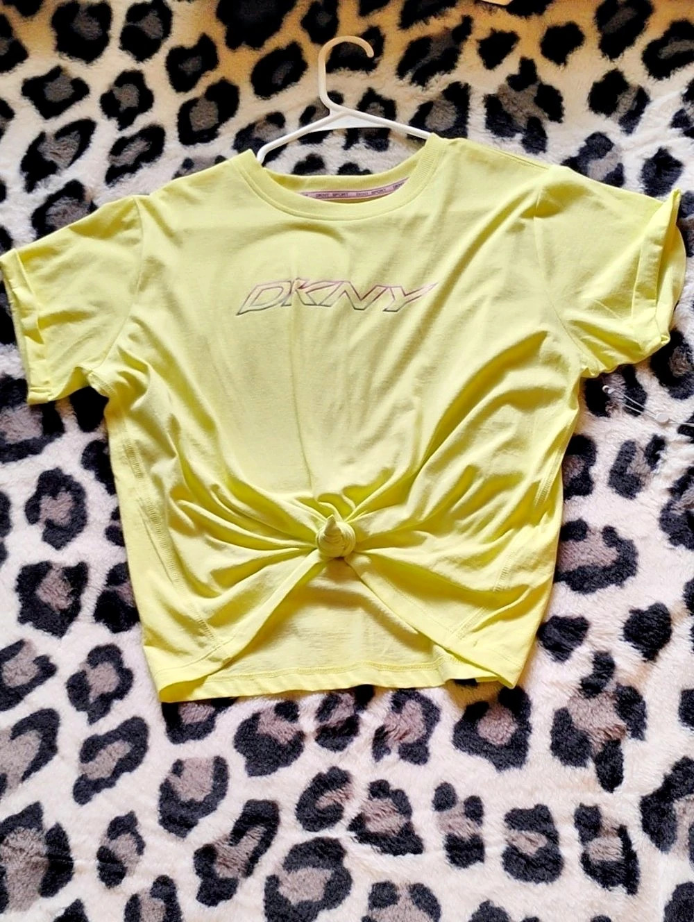 DKNY Sport Cotton Knot-Front T-Shirt Yellow